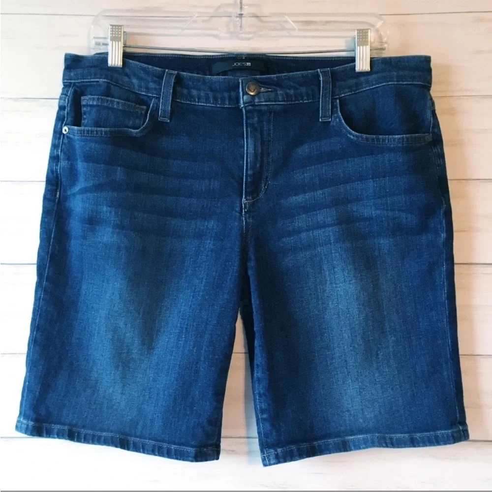 Joe’s Dark Wash Blue Jeans Thea Denim Bermuda Roll Leg Shorts